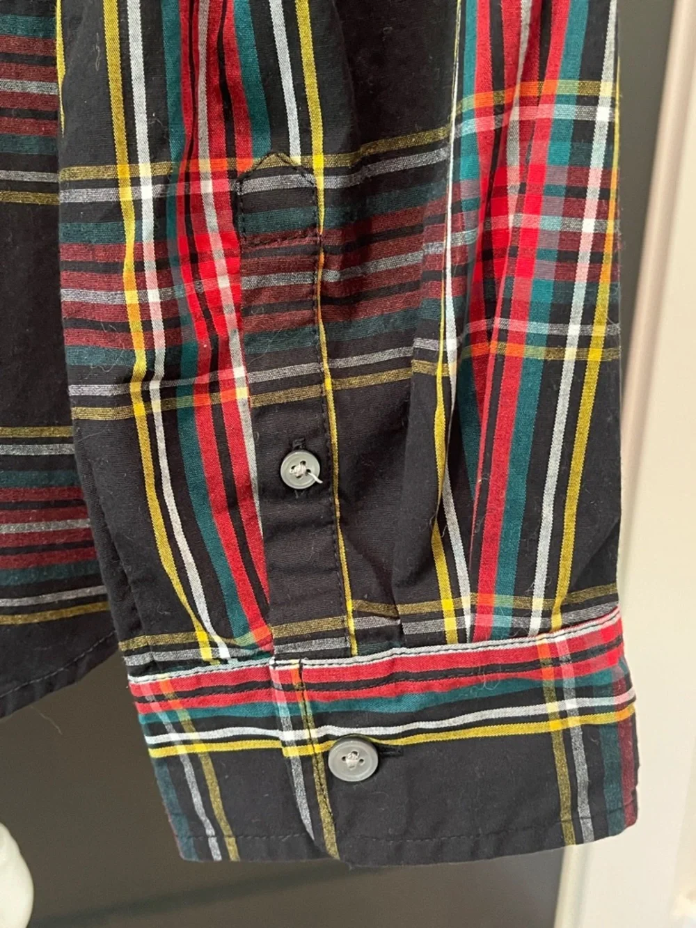 J.Crew Ruffle Plaid Feminine Blouse With Rhinestone Buttons Size L
